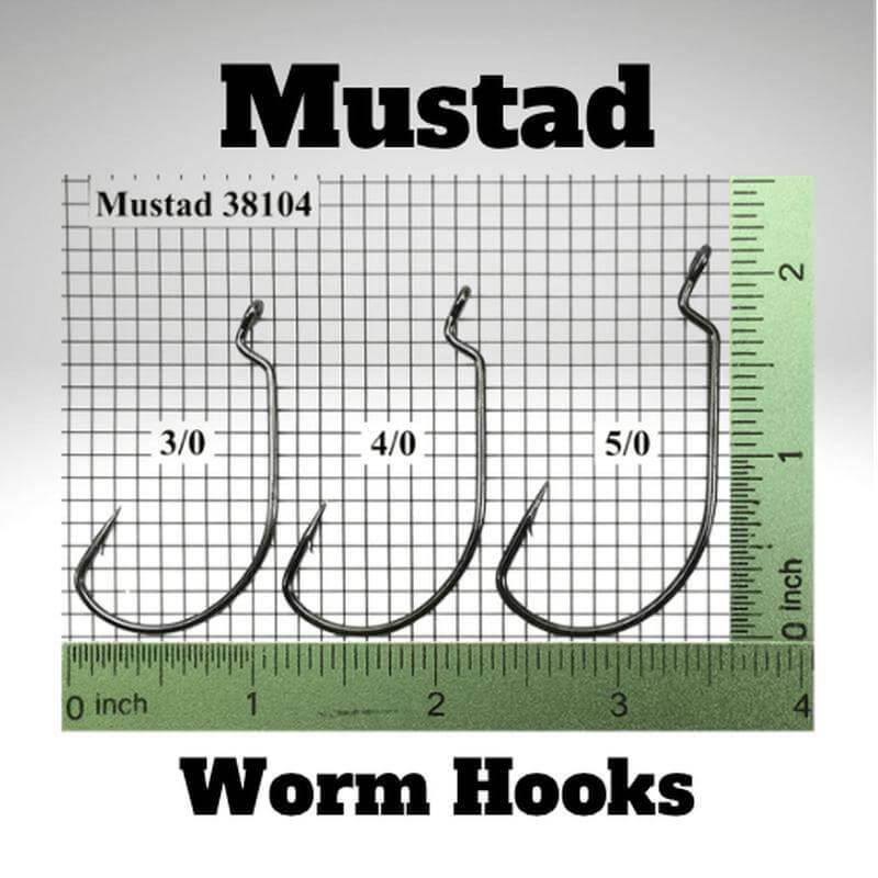 Mustad Mega Bite Worm Hook Black Nickle 5ct Size 3/0 for sale online