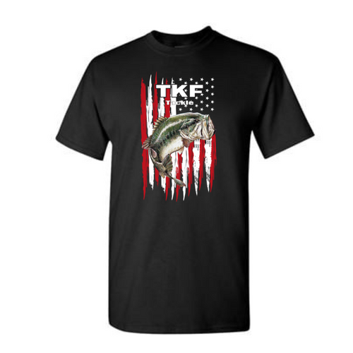 Black T-Shirt Bass Flag Logo - Teamknowfish Tackle